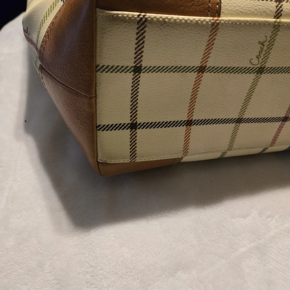 Coach Tatersall Diaper Bag - Blue and Tan